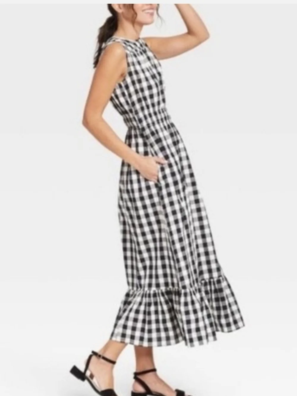A New Day Black and White Gingham Sleeveless Dress Size Small - Picture 4 of 13